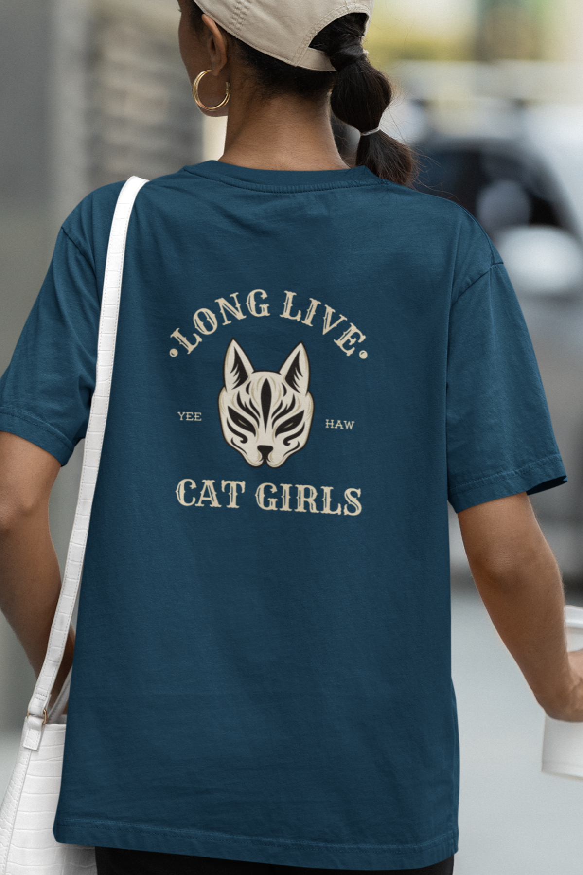 Bilkool Cat Girl Oversized T-Shirt for Women