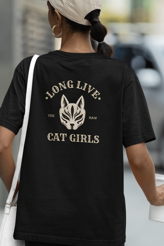 Bilkool Cat Girl Oversized T-Shirt for Women