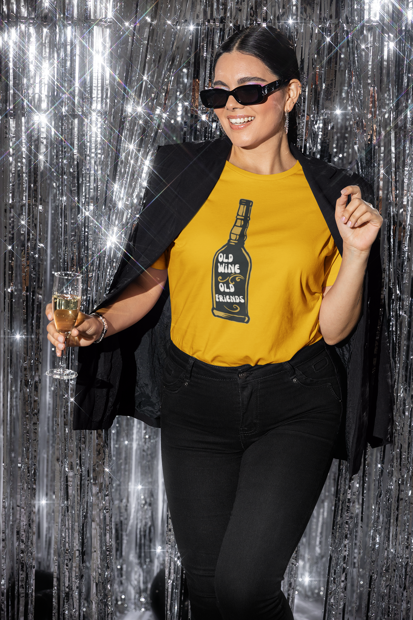 Bilkool Old Wine and Friends Cotton Half Sleeve T-Shirt