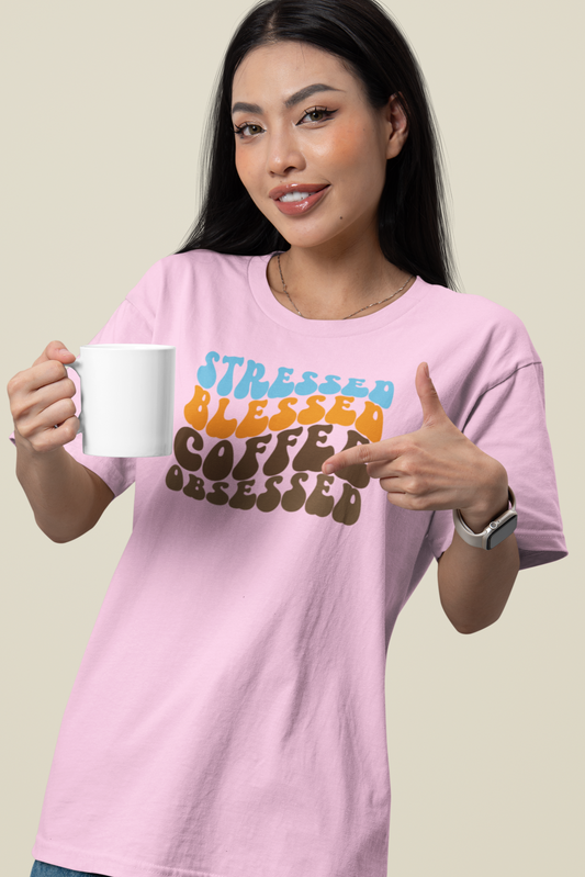 Bilkool Coffee Obsessed Cotton Half Sleeve T-Shirt for Women