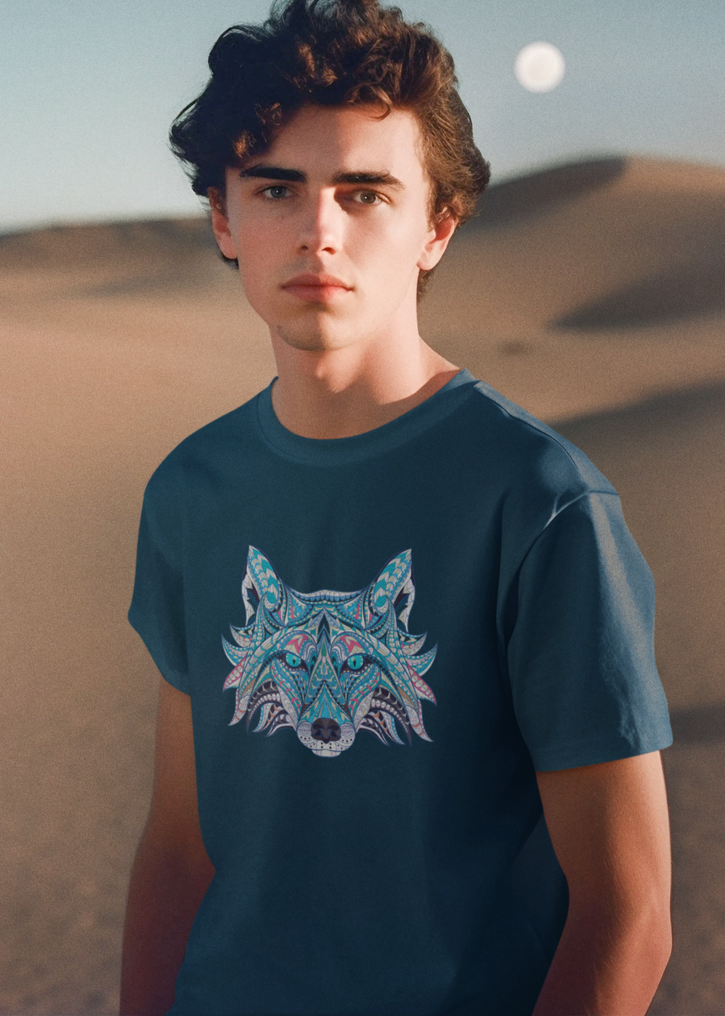 Bilkool Blue Fox Cotton Half Sleeve T-Shirt