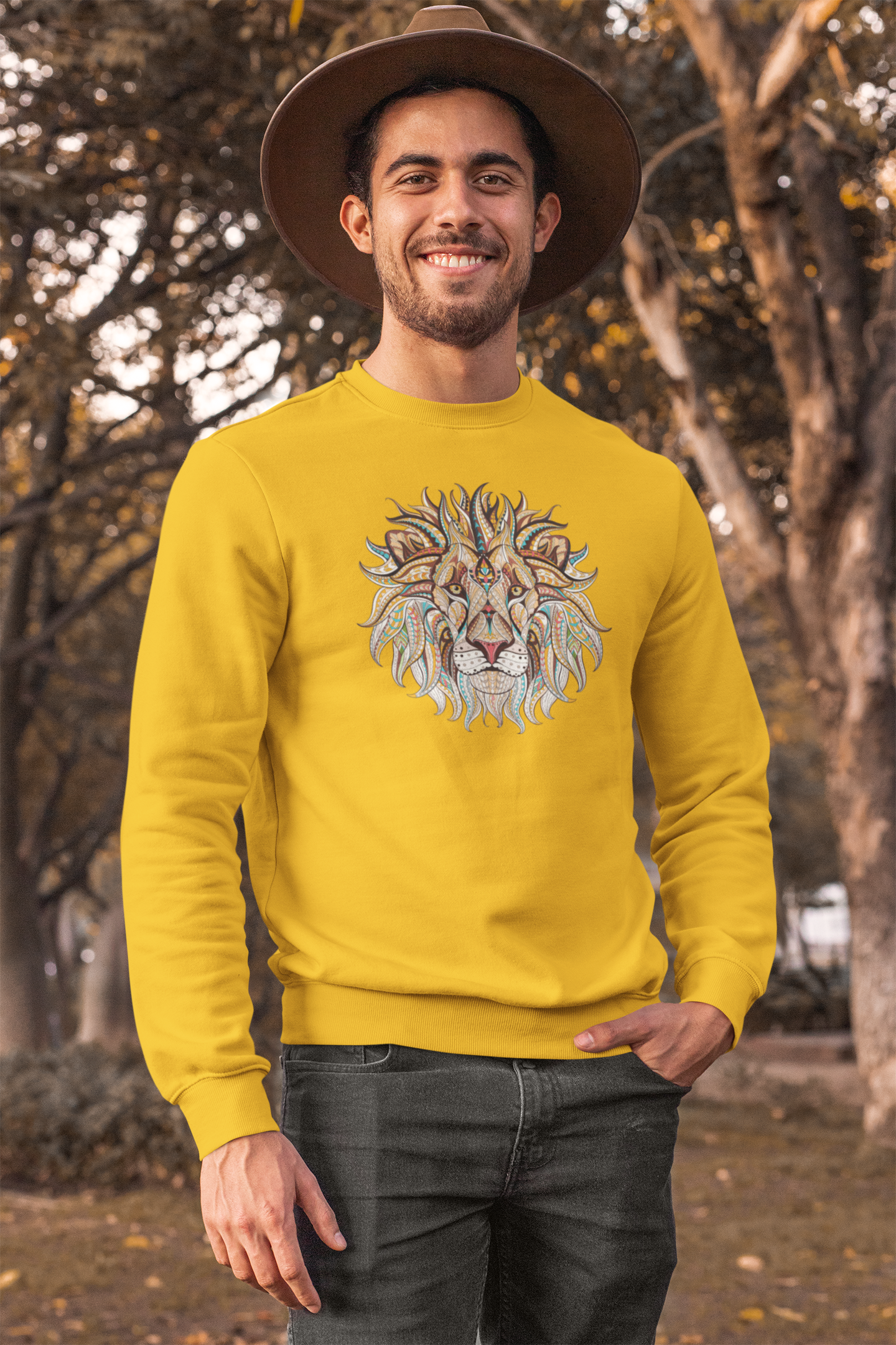 Bilkool Ethnic Lion Cotton Sweatshirt