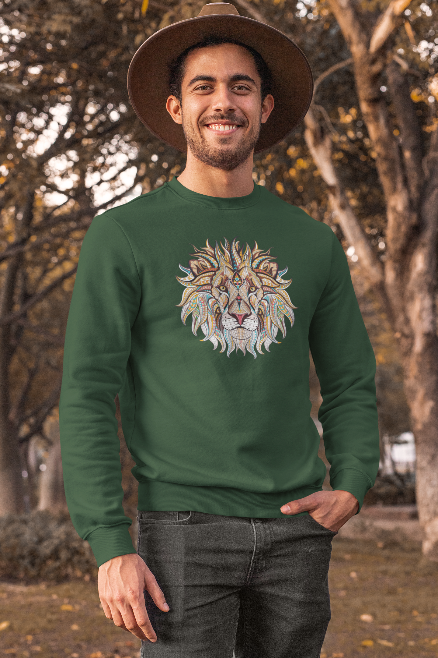 Bilkool Ethnic Lion Cotton Sweatshirt