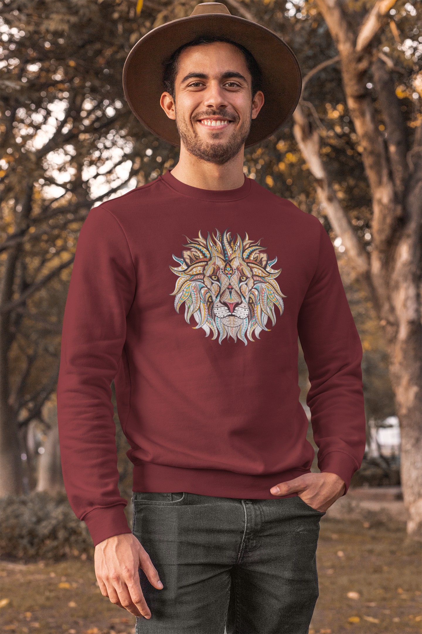 Bilkool Ethnic Lion Cotton Sweatshirt