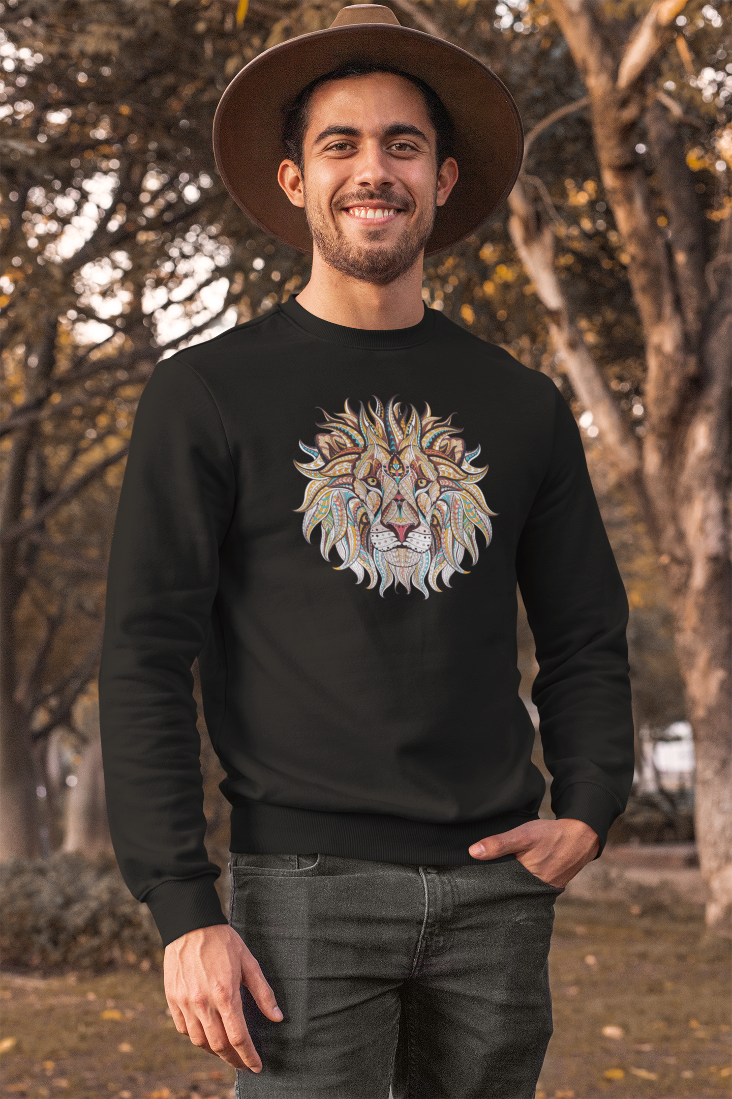 Bilkool Ethnic Lion Cotton Sweatshirt