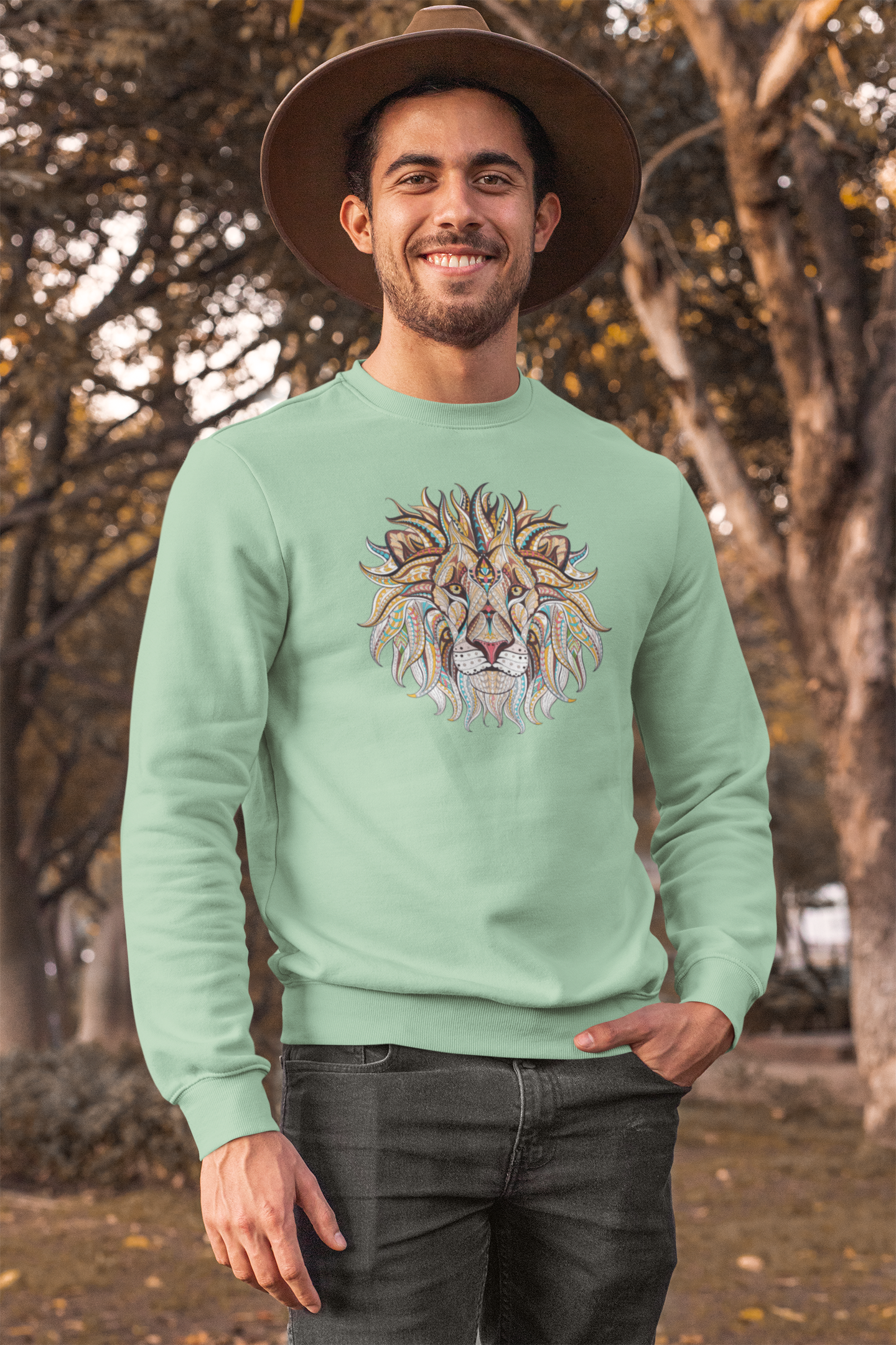 Bilkool Ethnic Lion Cotton Sweatshirt