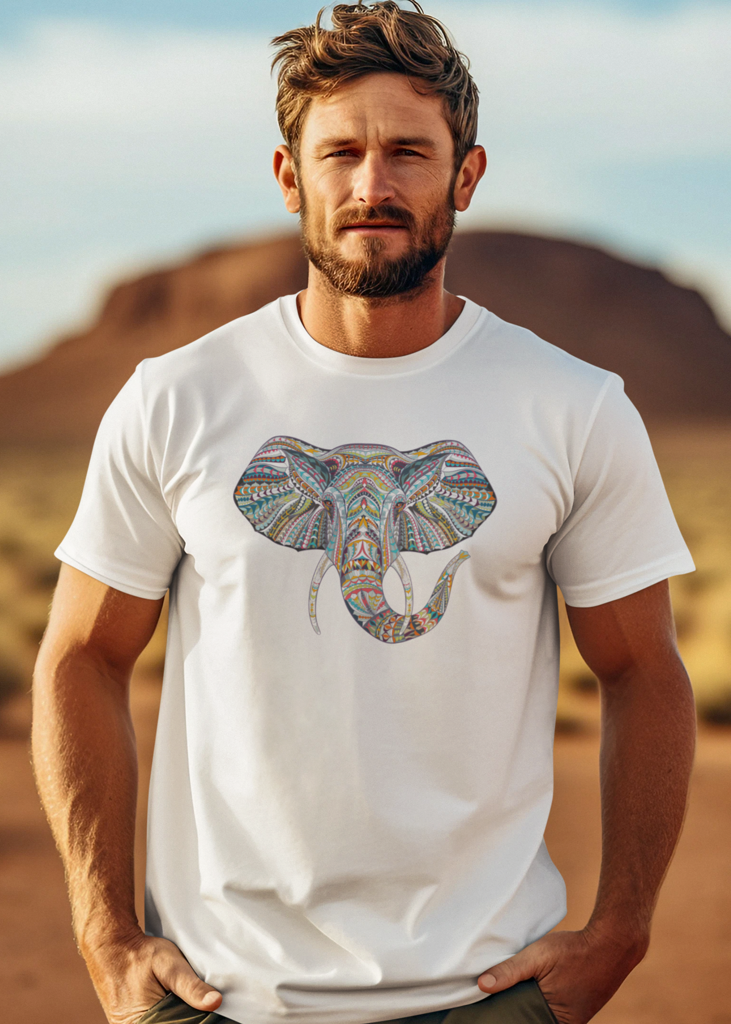 Bilkool Ethnic Elephant Cotton Half Sleeve T-Shirt