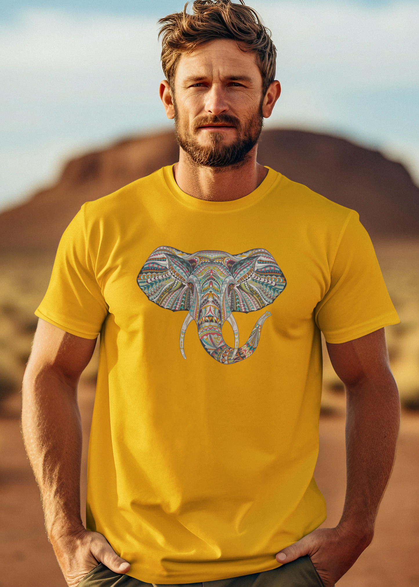 Bilkool Ethnic Elephant Cotton Half Sleeve T-Shirt