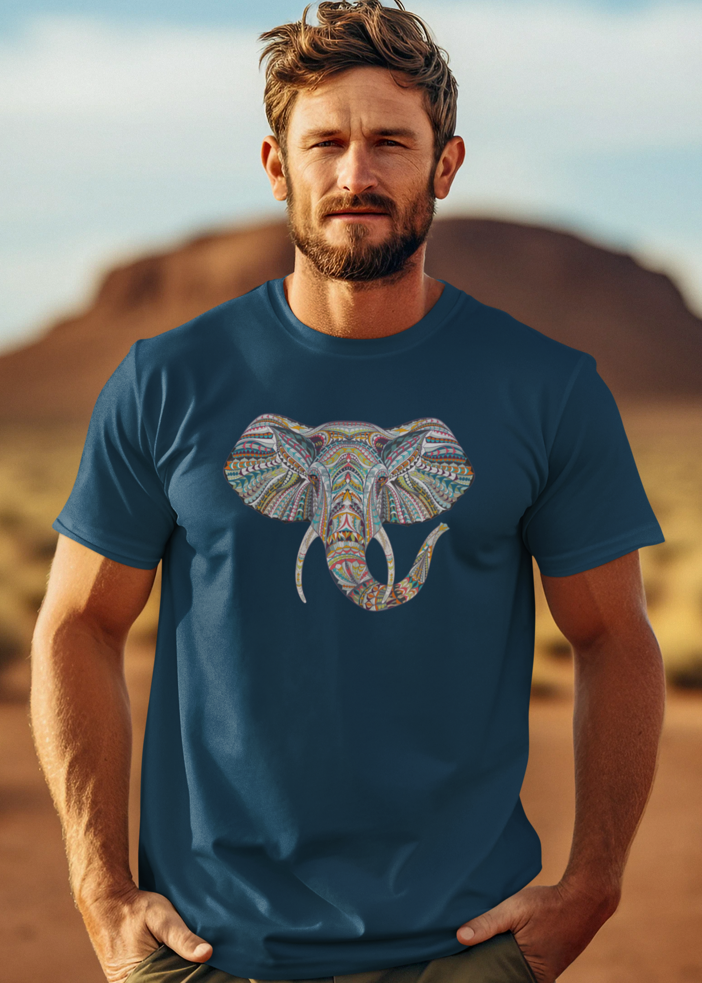 Bilkool Ethnic Elephant Cotton Half Sleeve T-Shirt