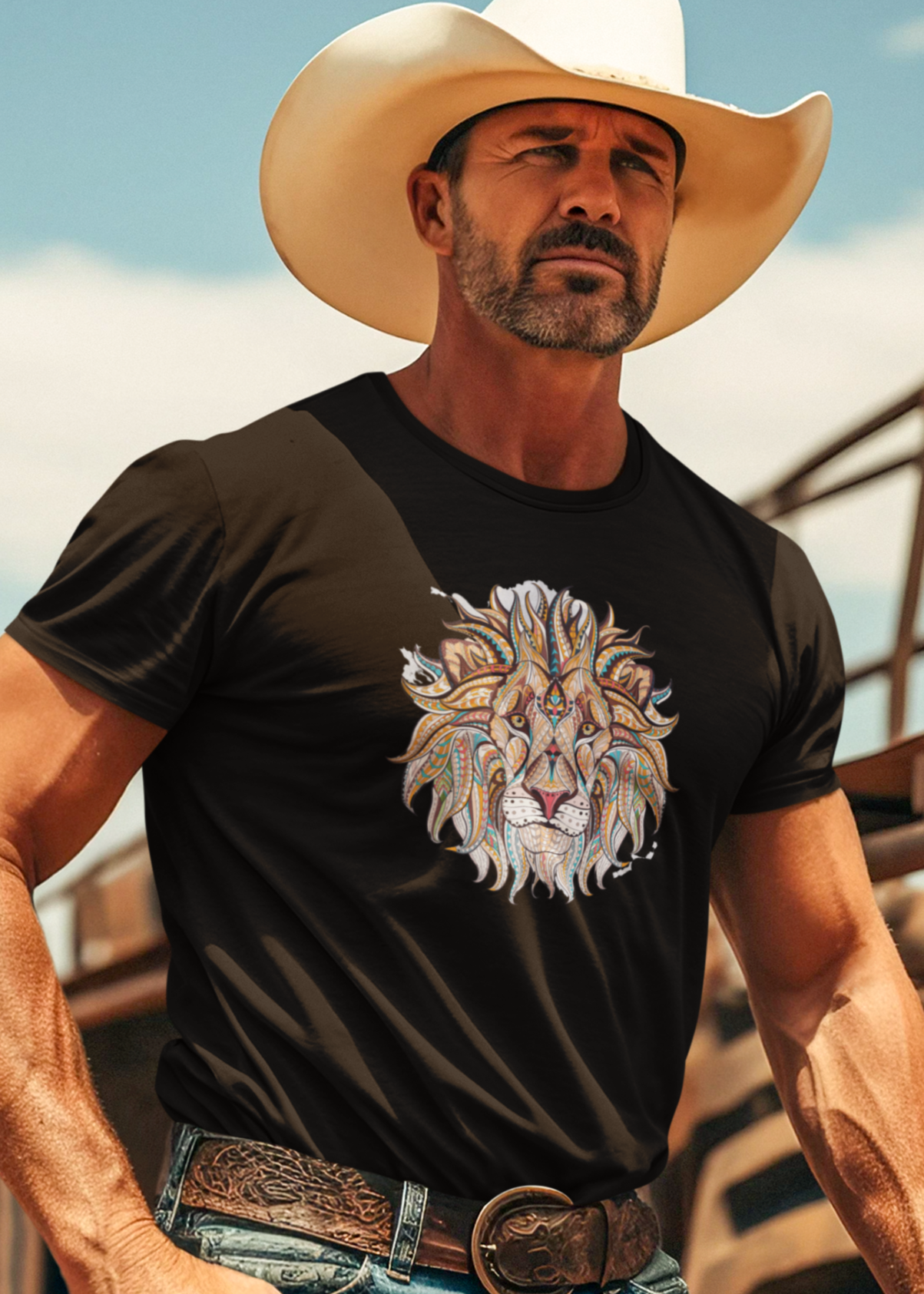 Bilkool Ethnic Lion Cotton Half Sleeve T-Shirt