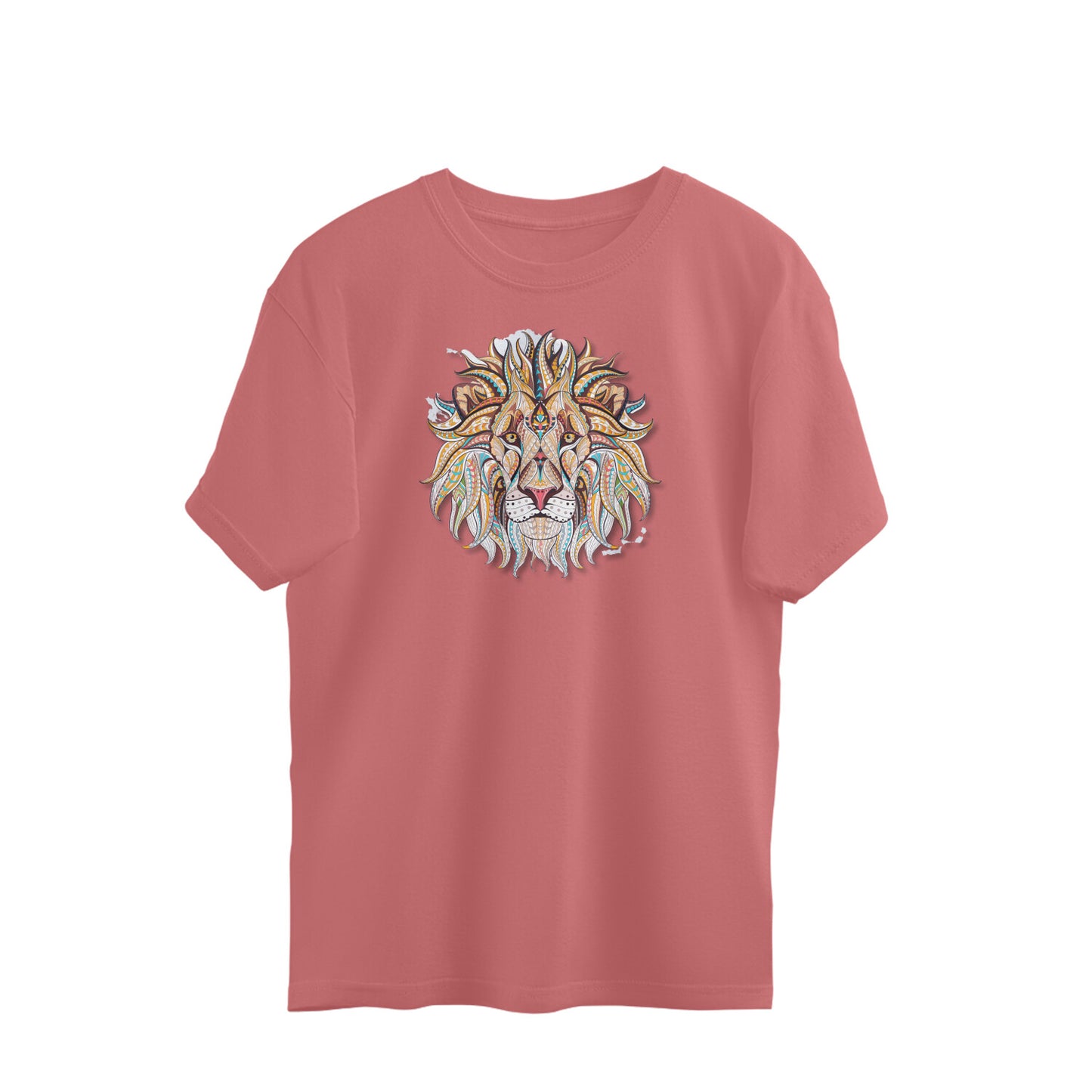 Bilkool Lion Ethnic Front Face Oversized T-Shirt