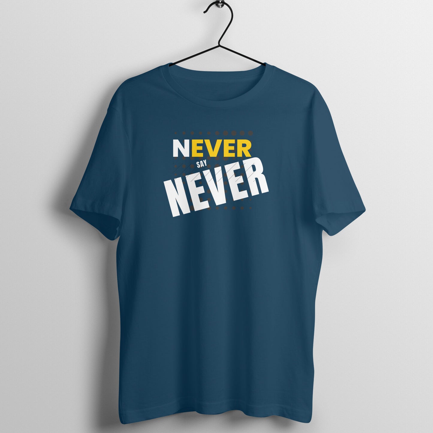 BILKOOL NEVER SAY NAVER DARK COTTON HALF SLEEVE T-SHIRT