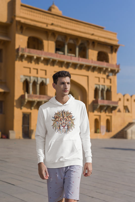 Bilkool Lion Ethnic Front Cotton Hoodies