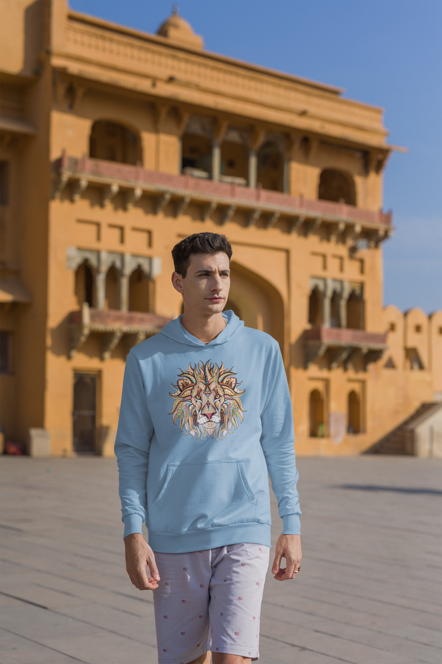 Bilkool Lion Ethnic Front Cotton Hoodies