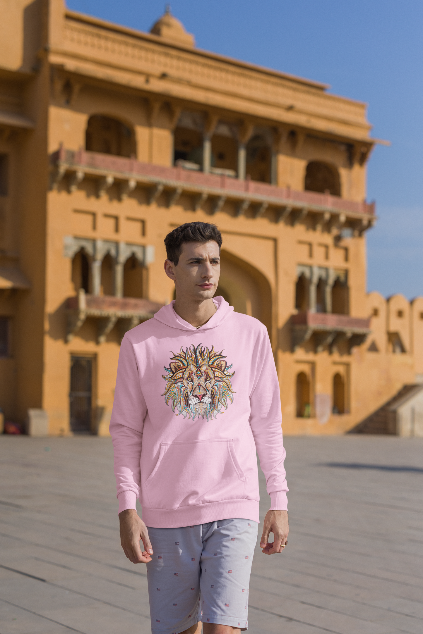 Bilkool Lion Ethnic Front Cotton Hoodies