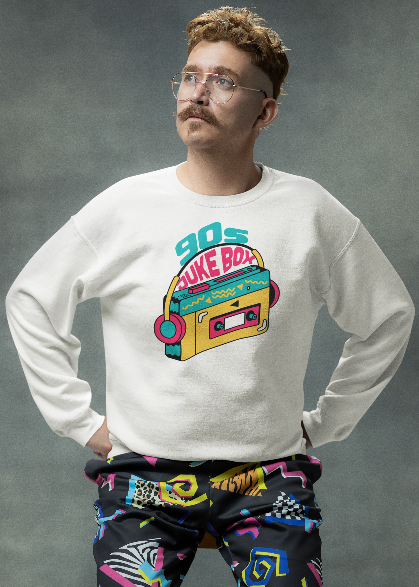 BILKOOL 90's JUKE BOX COTTON SWEATSHIRT