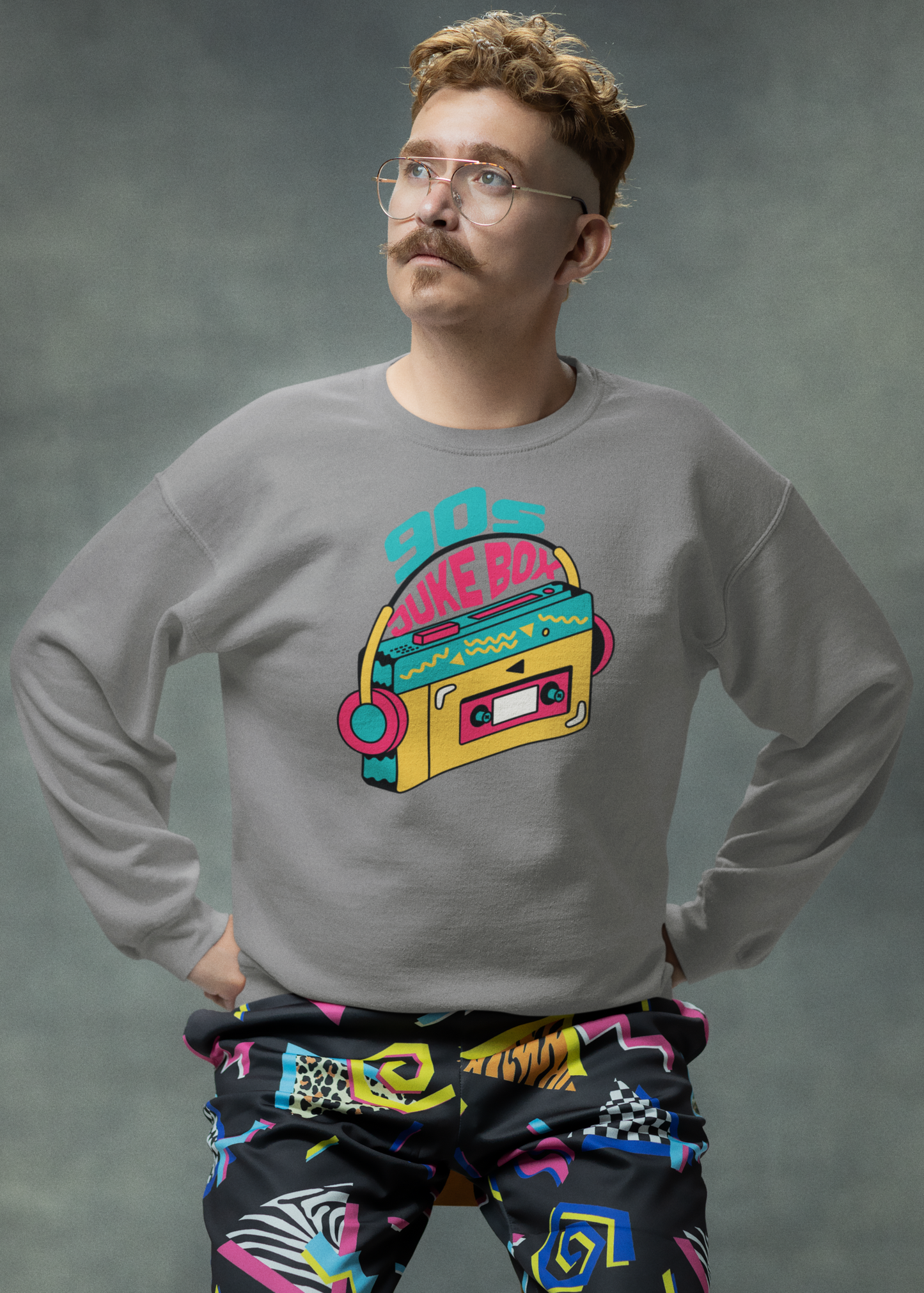 BILKOOL 90's JUKE BOX COTTON SWEATSHIRT