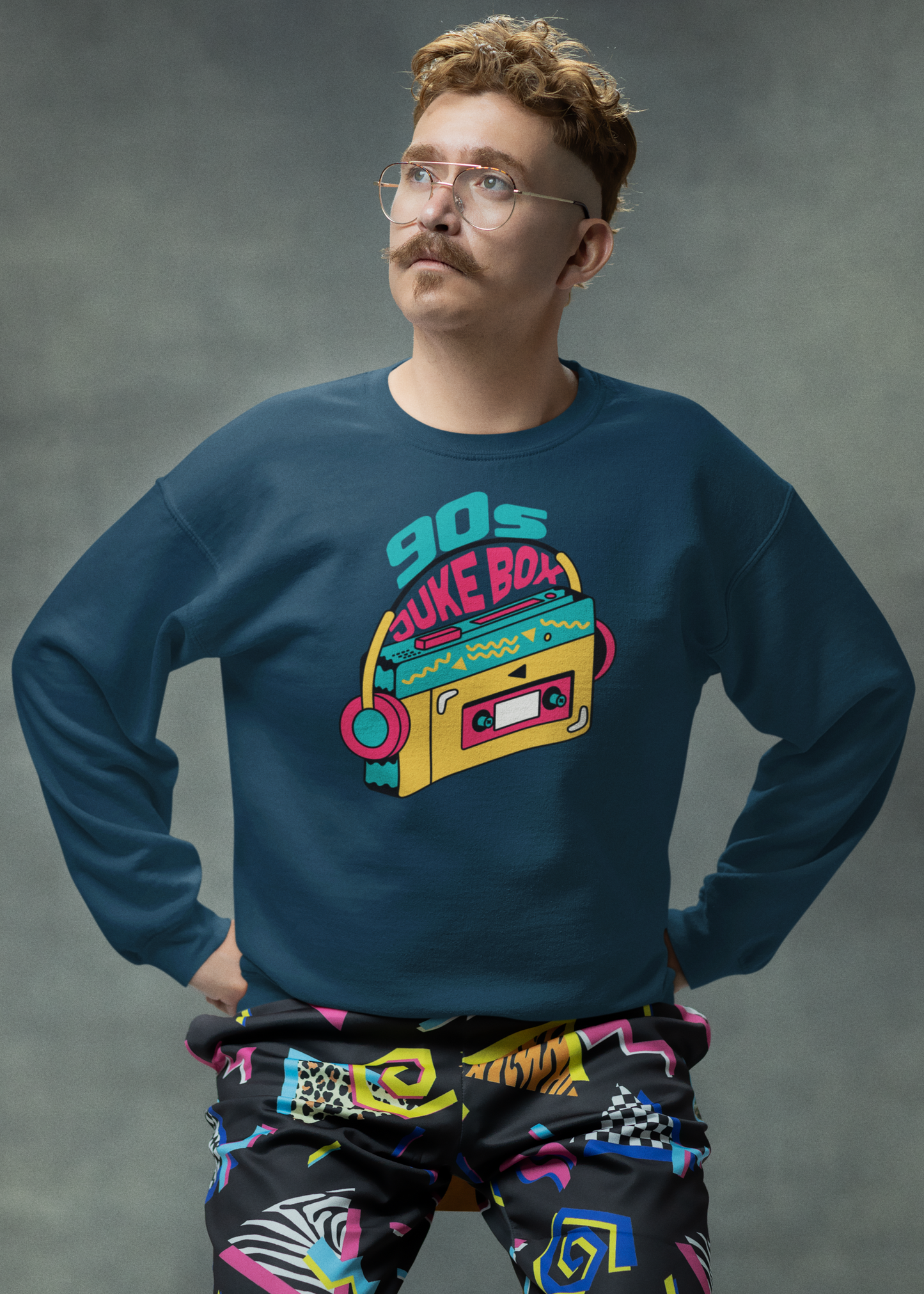 BILKOOL 90's JUKE BOX COTTON SWEATSHIRT