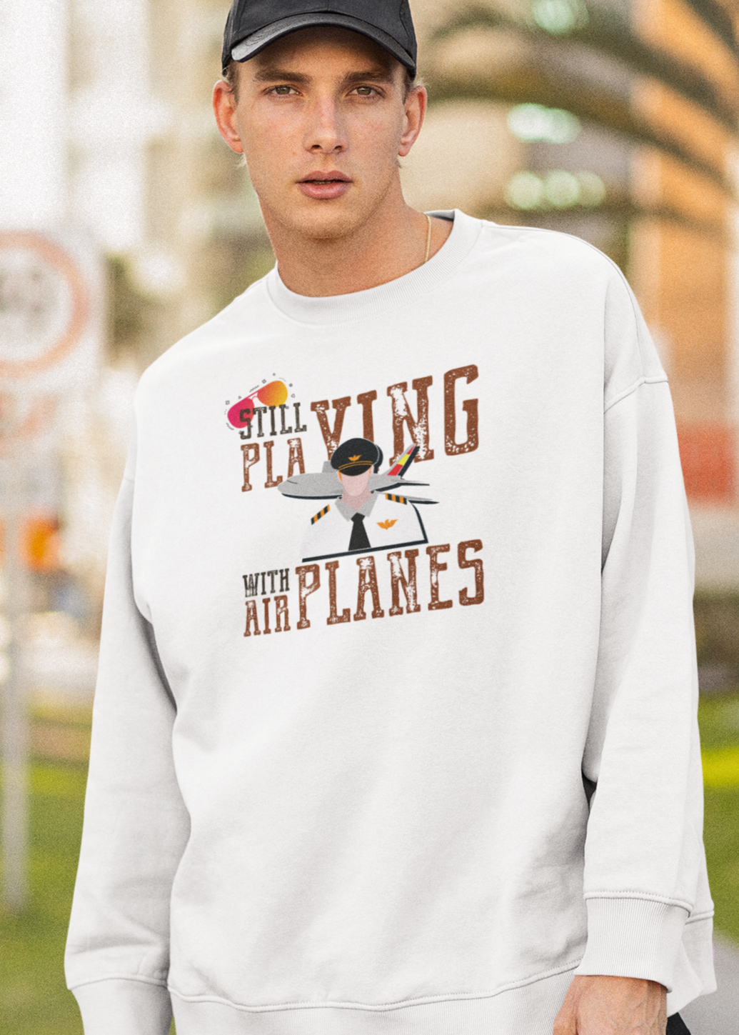Bilkool Still Playing Planes Cotton Sweatshirt