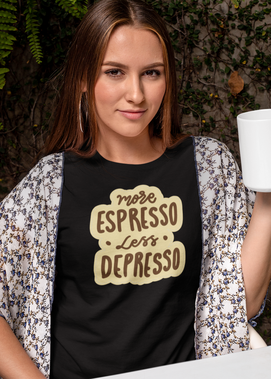 Bilkool Espresso Not Depresso Cotton Half Sleeves T-Shirt