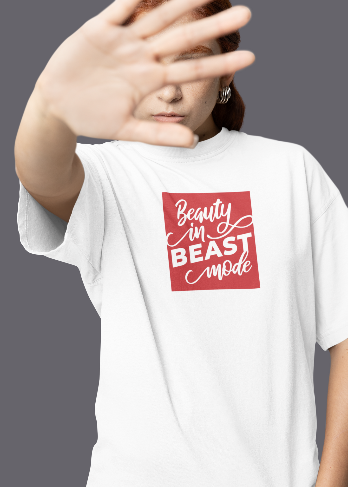Bilkool Beauty in Beast Mode Oversized T-Shirt Design for Women