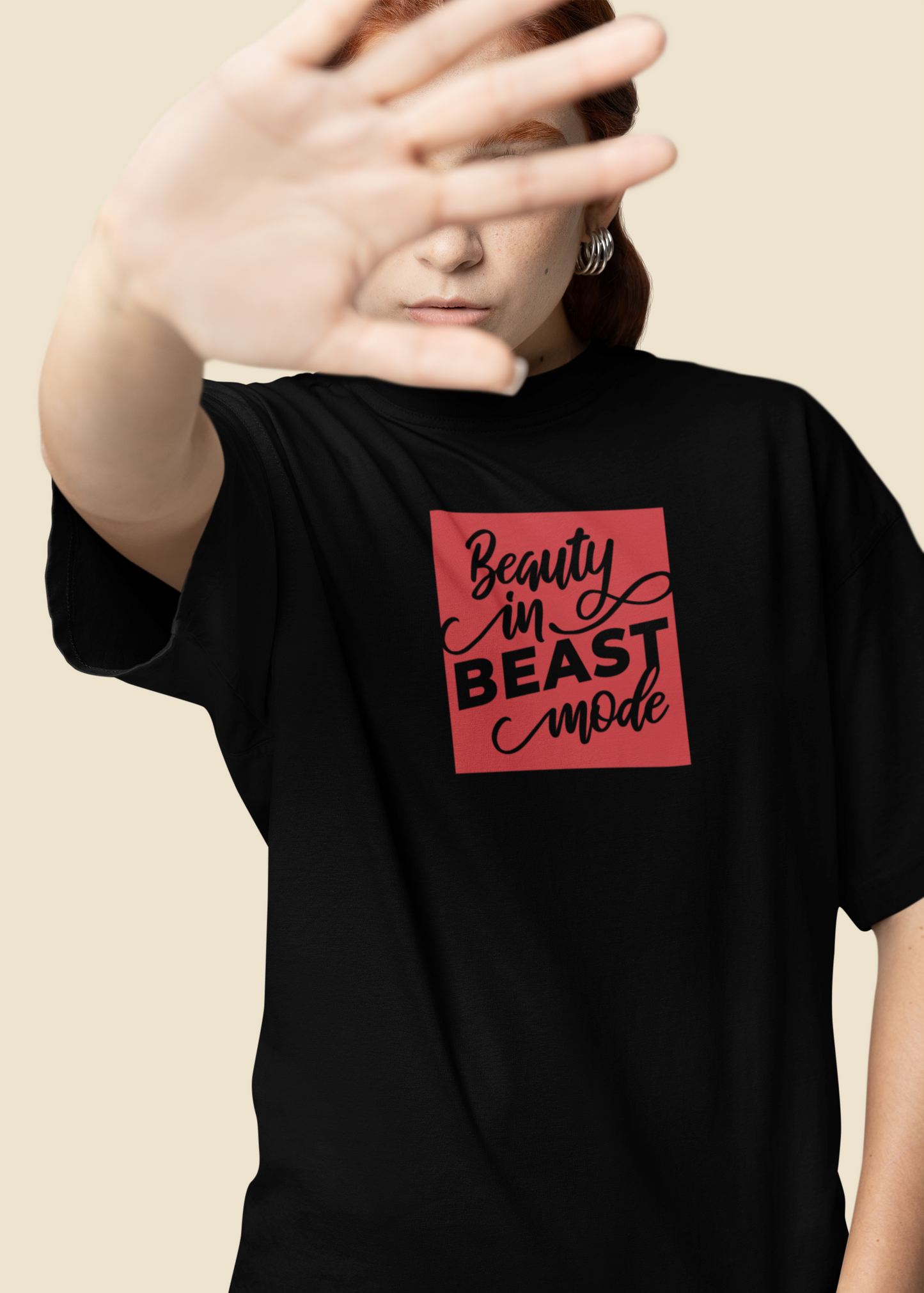 Bilkool Beauty in Beast Mode Oversized T-Shirt Design for Women