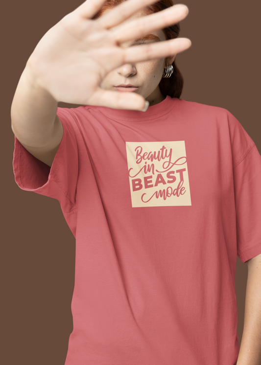 Bilkool Beauty in Beast Mode Oversized T-Shirt Design for Women