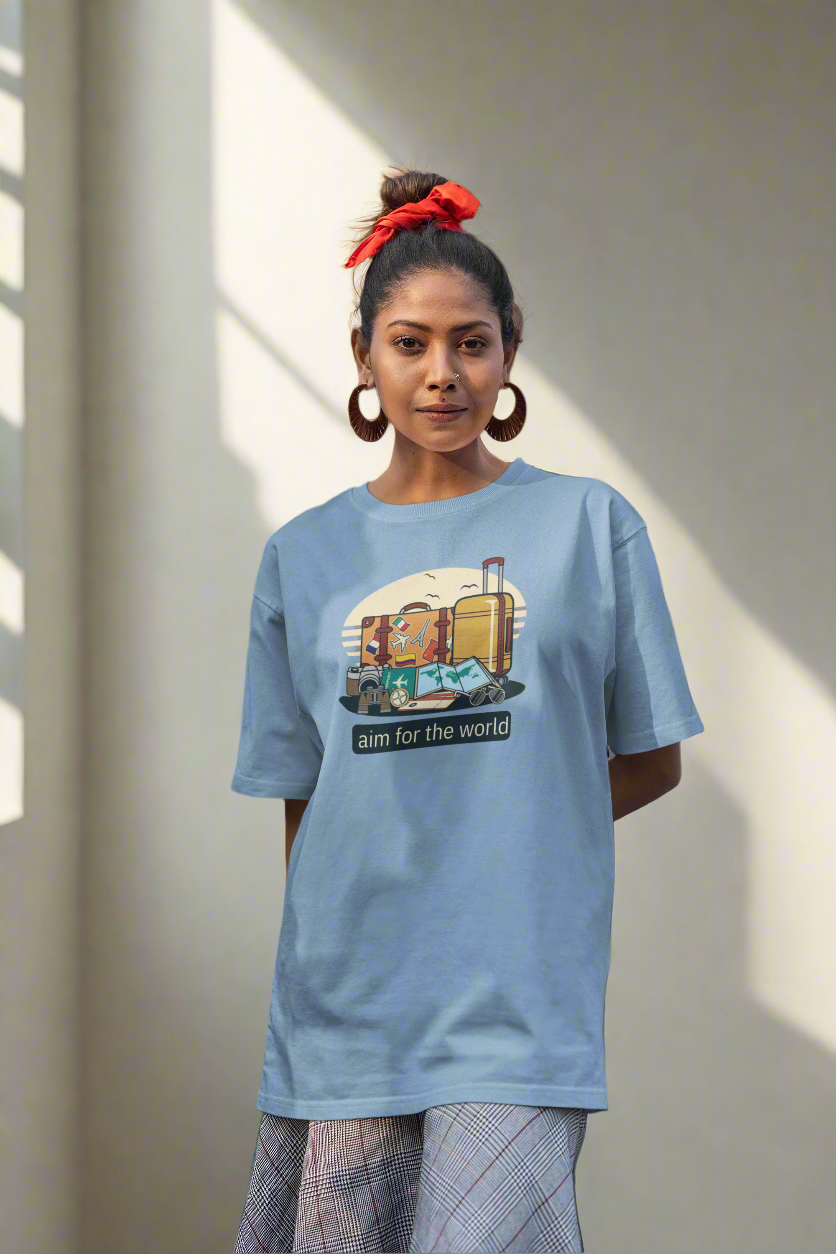 Bilkool Aim For The World Cotton Oversized T-Shirt