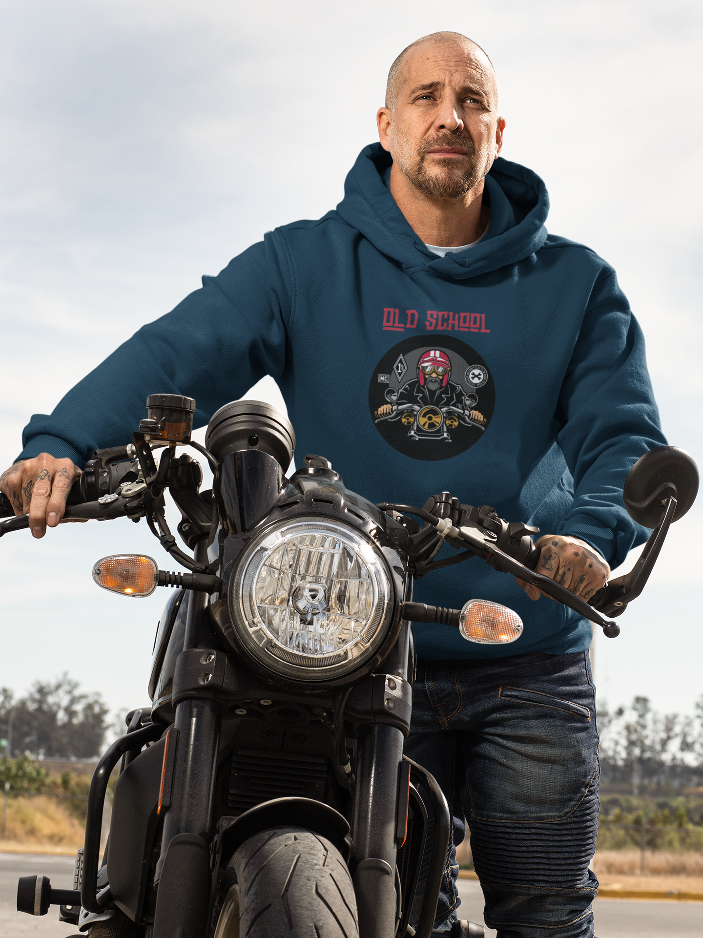 Bilkool Old School Biker Cotton Hoodies