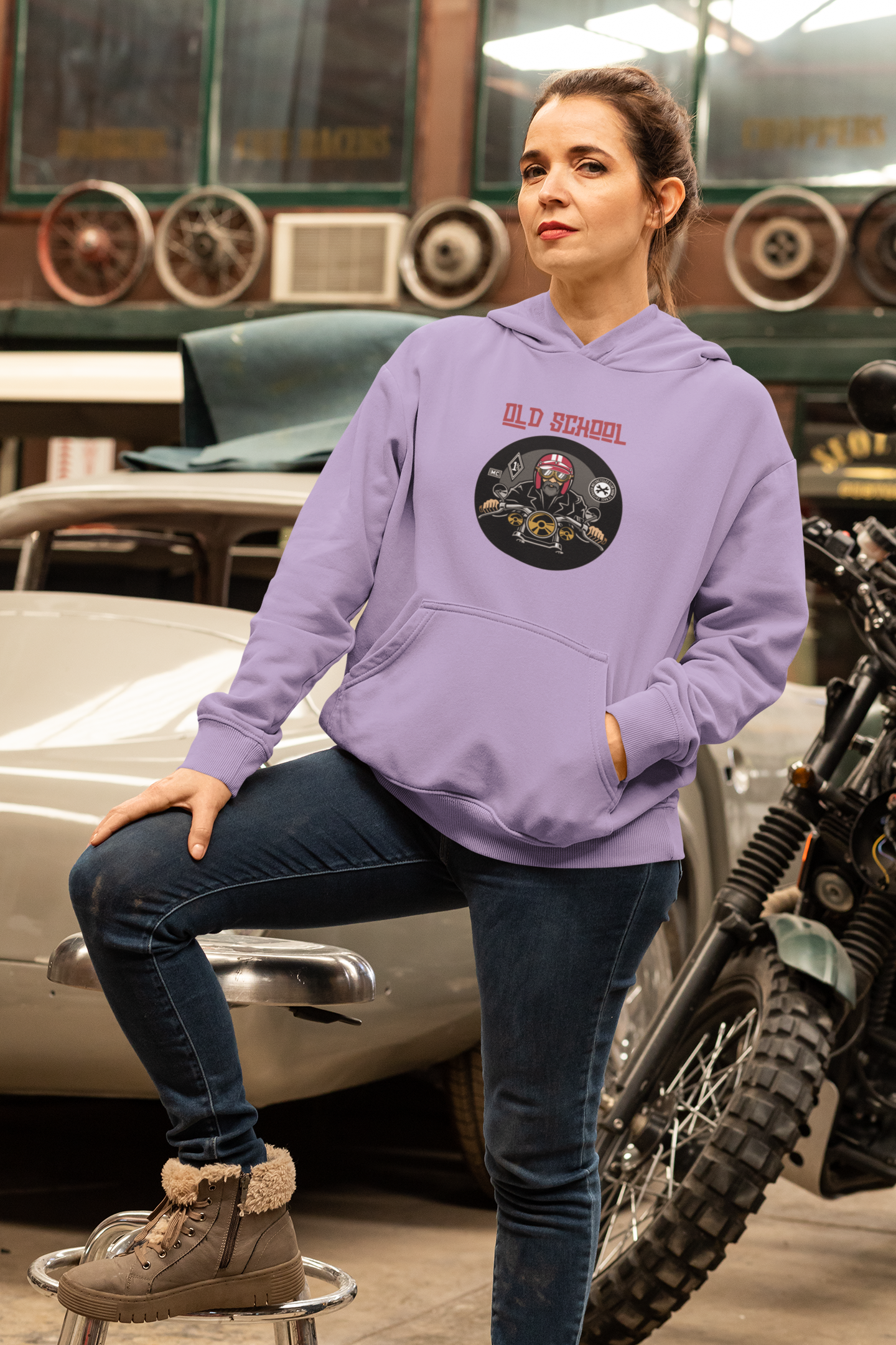 Bilkool Old School Biker Cotton Hoodies