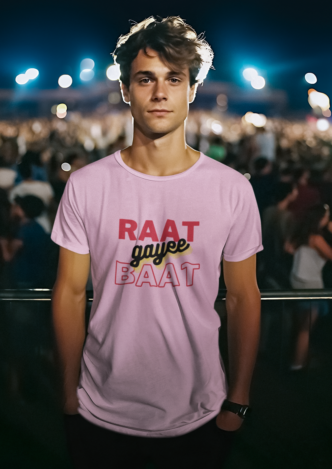 Bilkool Raat Gayee Cotton Half Sleeve T-Shirt