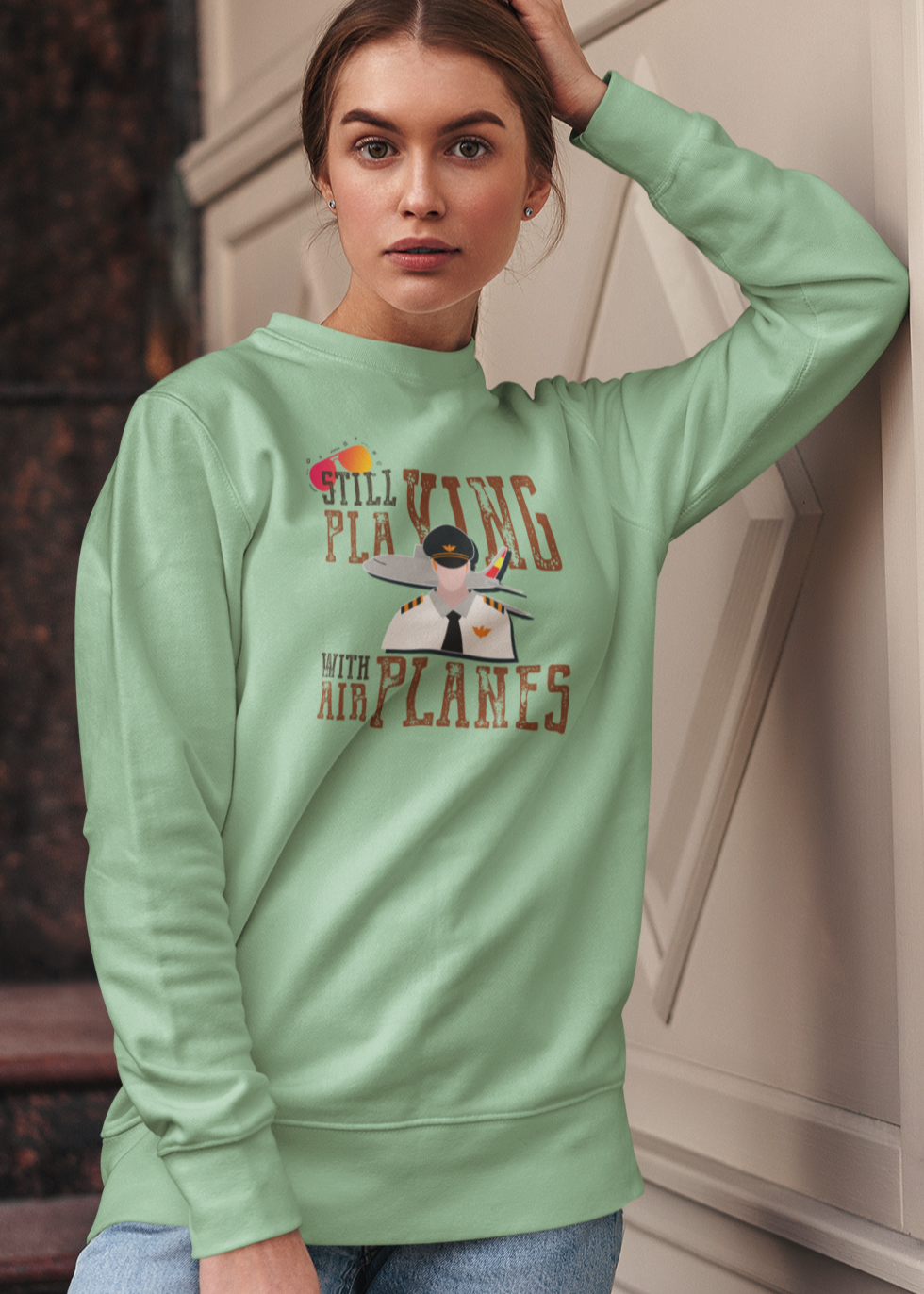 Bilkool Still Playing Planes Cotton Sweatshirt