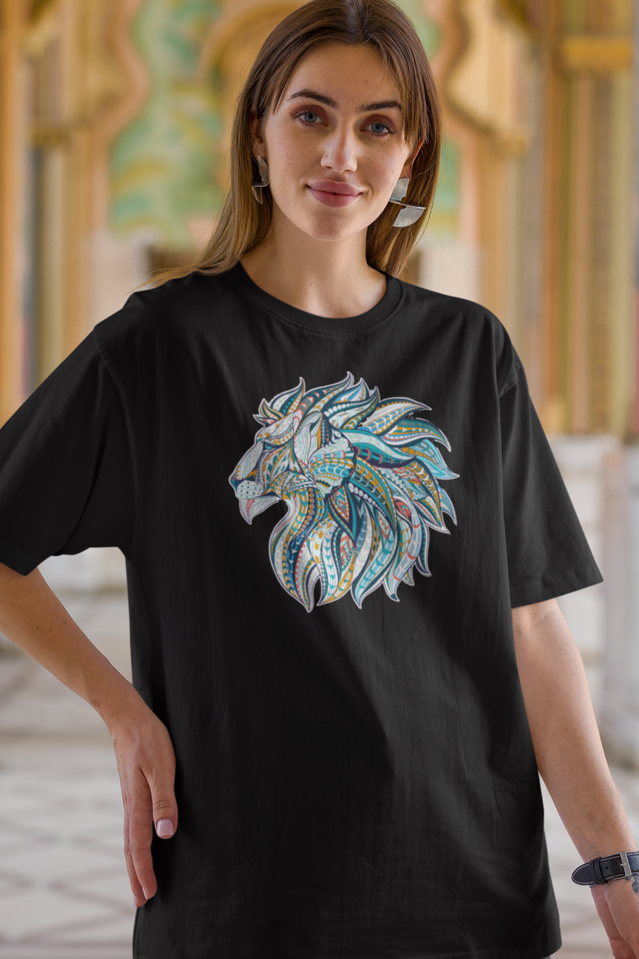 Bilkool Blue Lion Oversized T-Shirt