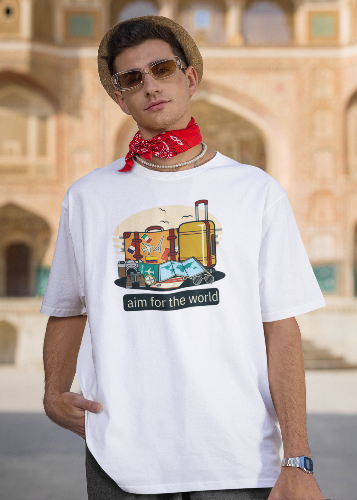 Bilkool Aim For The World Cotton Oversized T-Shirt
