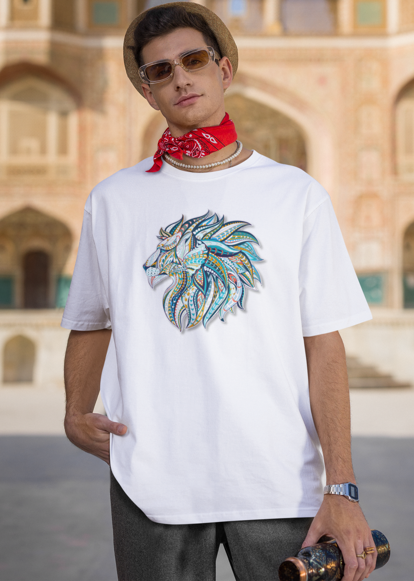 Bilkool Blue Lion Oversized T-Shirt
