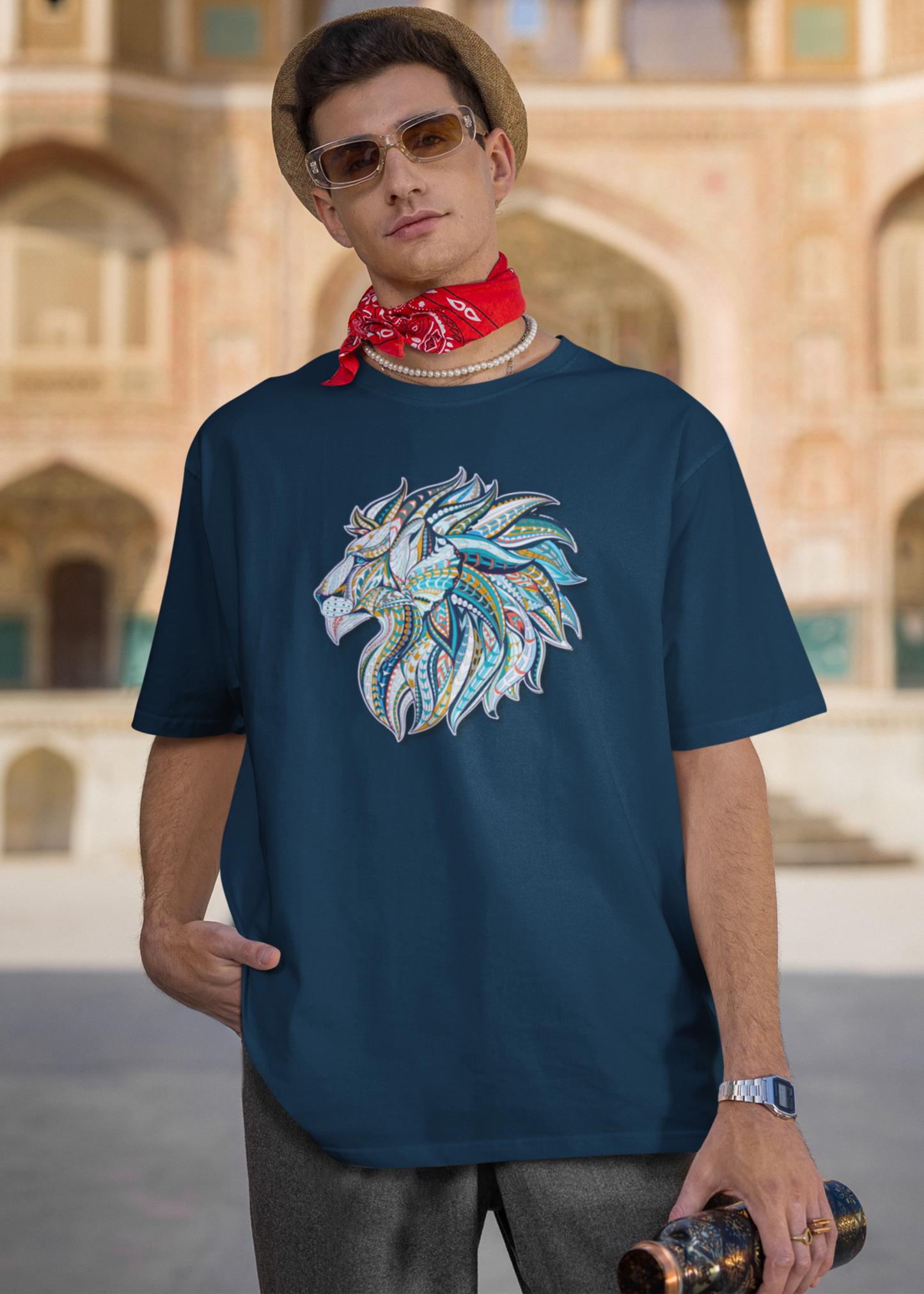 Bilkool Blue Lion Oversized T-Shirt