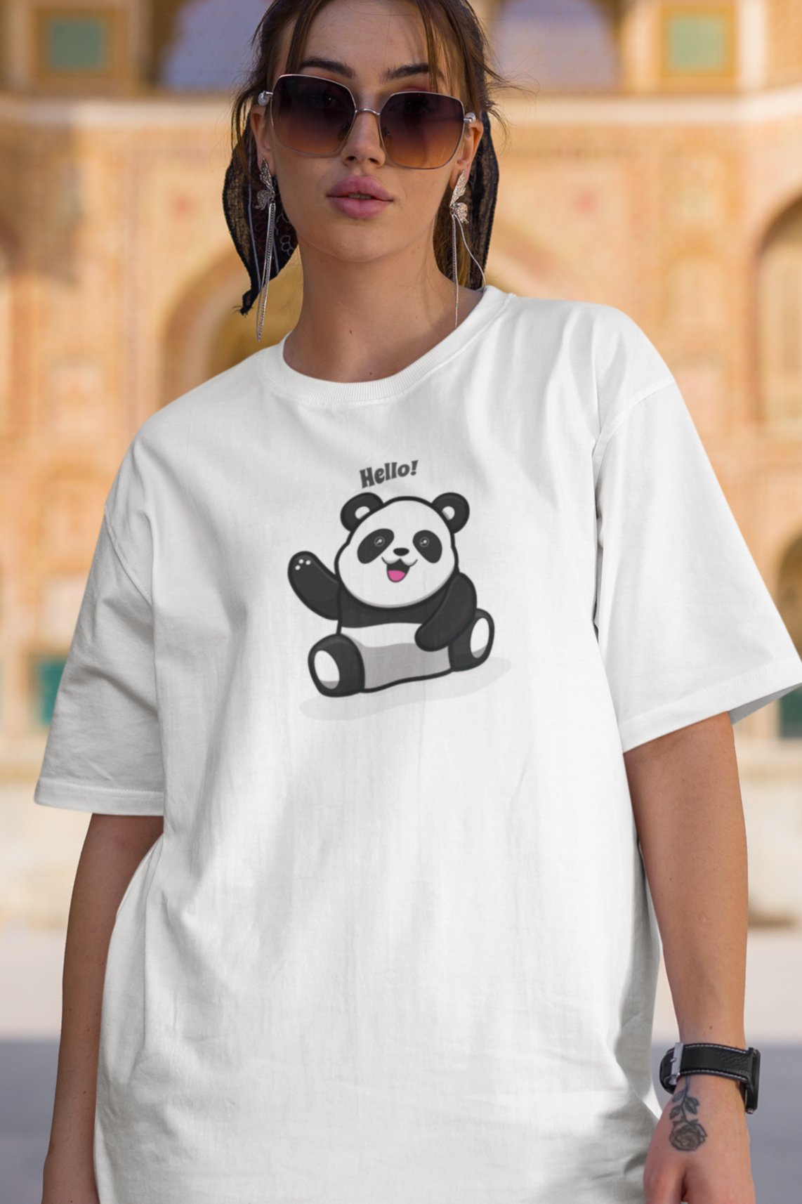 Bilkool Panda Oversized T-Shirt for Women