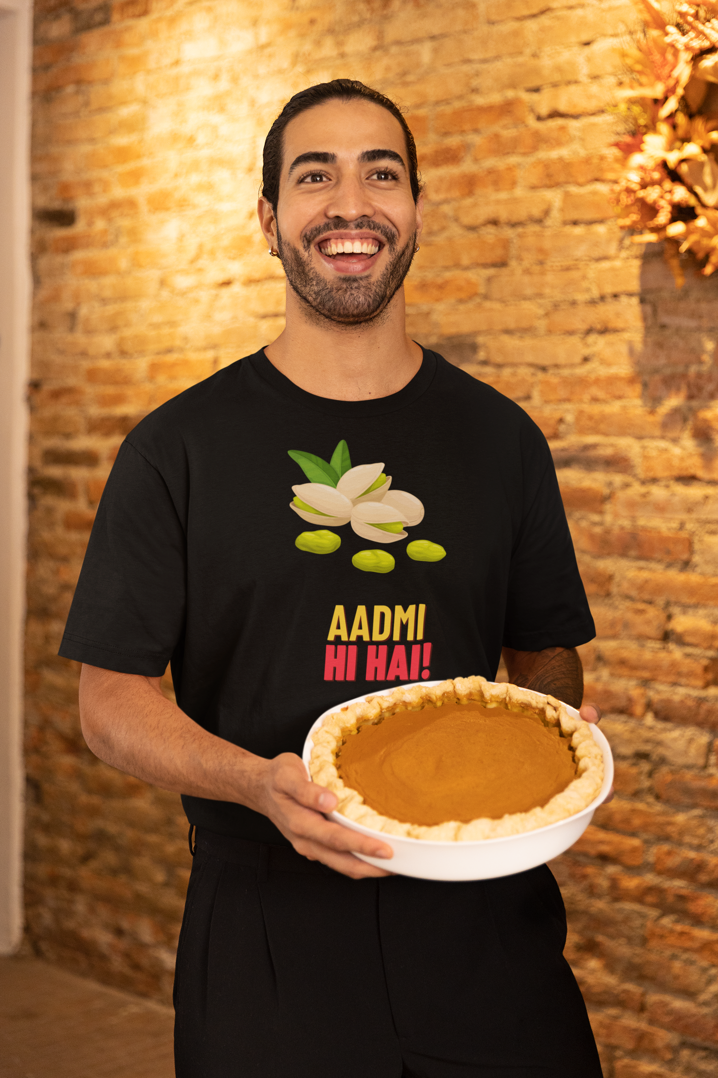 Bilkool Pista Aadmi Hi Hai Cotton Half Sleeve T-Shirt