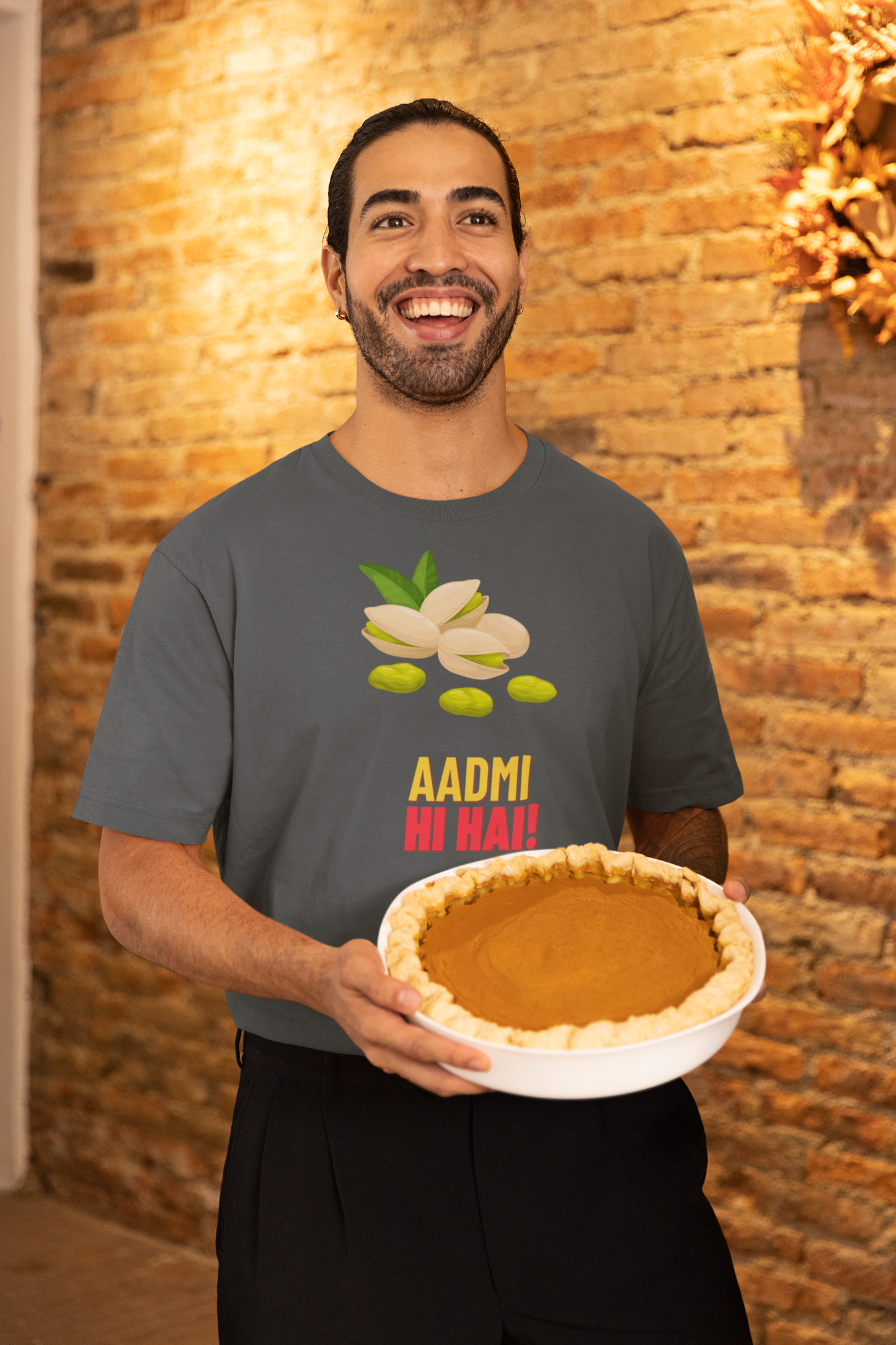 Bilkool Pista Aadmi Hi Hai Cotton Half Sleeve T-Shirt