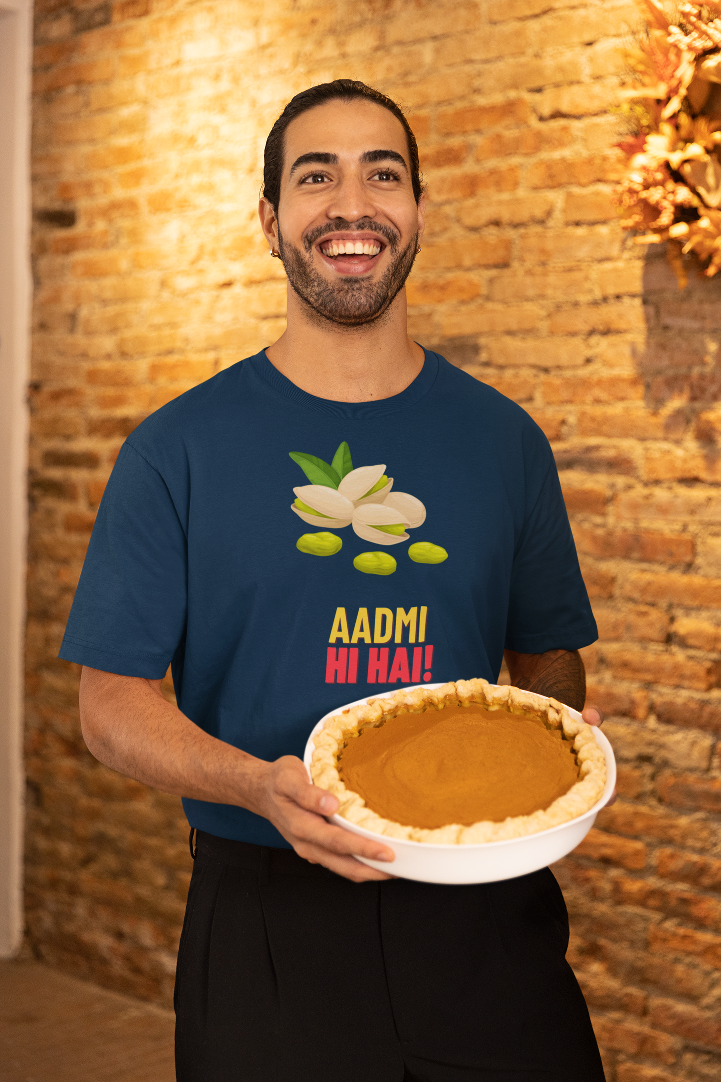 Bilkool Pista Aadmi Hi Hai Cotton Half Sleeve T-Shirt