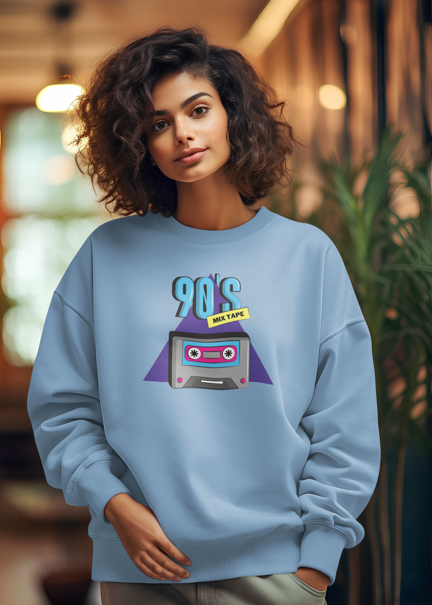 BILKOOL 90'S MIX TAPE COTTON SWEATSHIRT