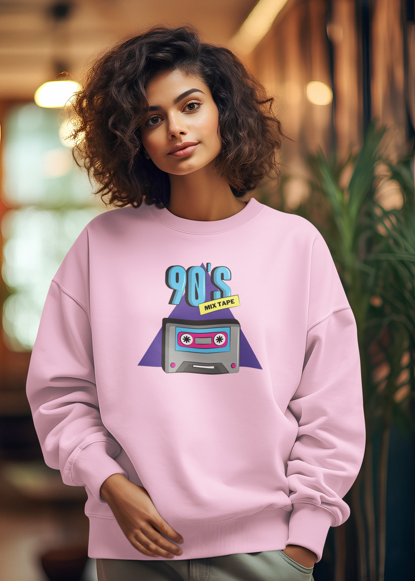 BILKOOL 90'S MIX TAPE COTTON SWEATSHIRT