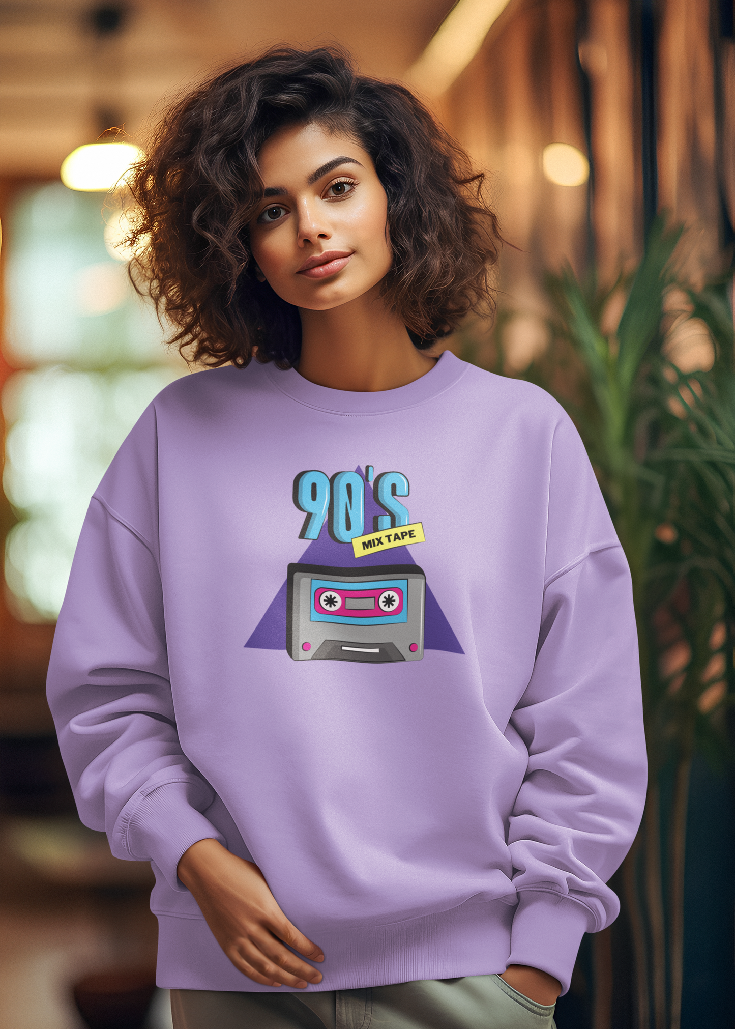 BILKOOL 90'S MIX TAPE COTTON SWEATSHIRT