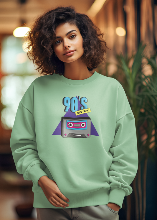 BILKOOL 90'S MIX TAPE COTTON SWEATSHIRT