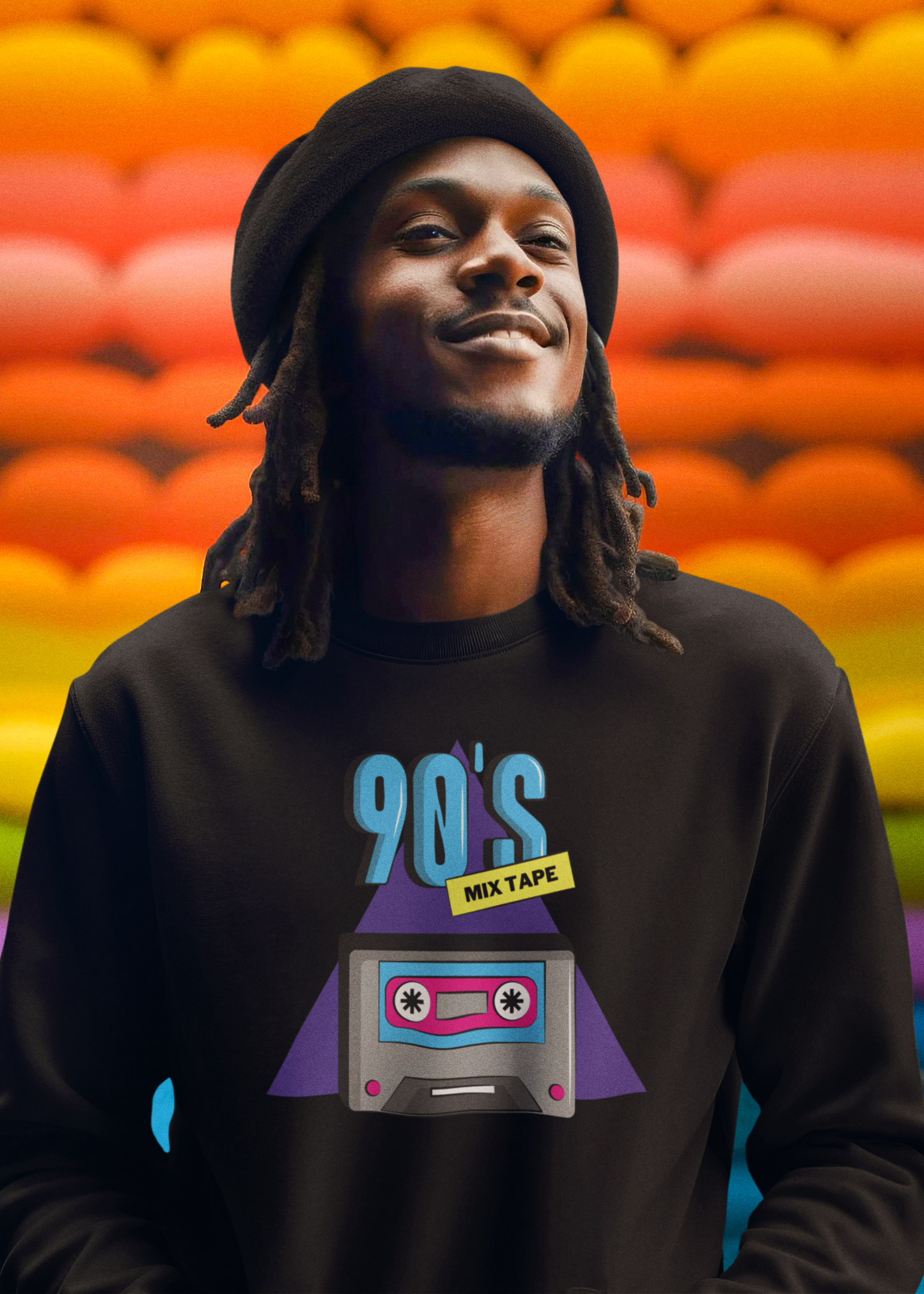 BILKOOL 90'S MIX TAPE COTTON SWEATSHIRT