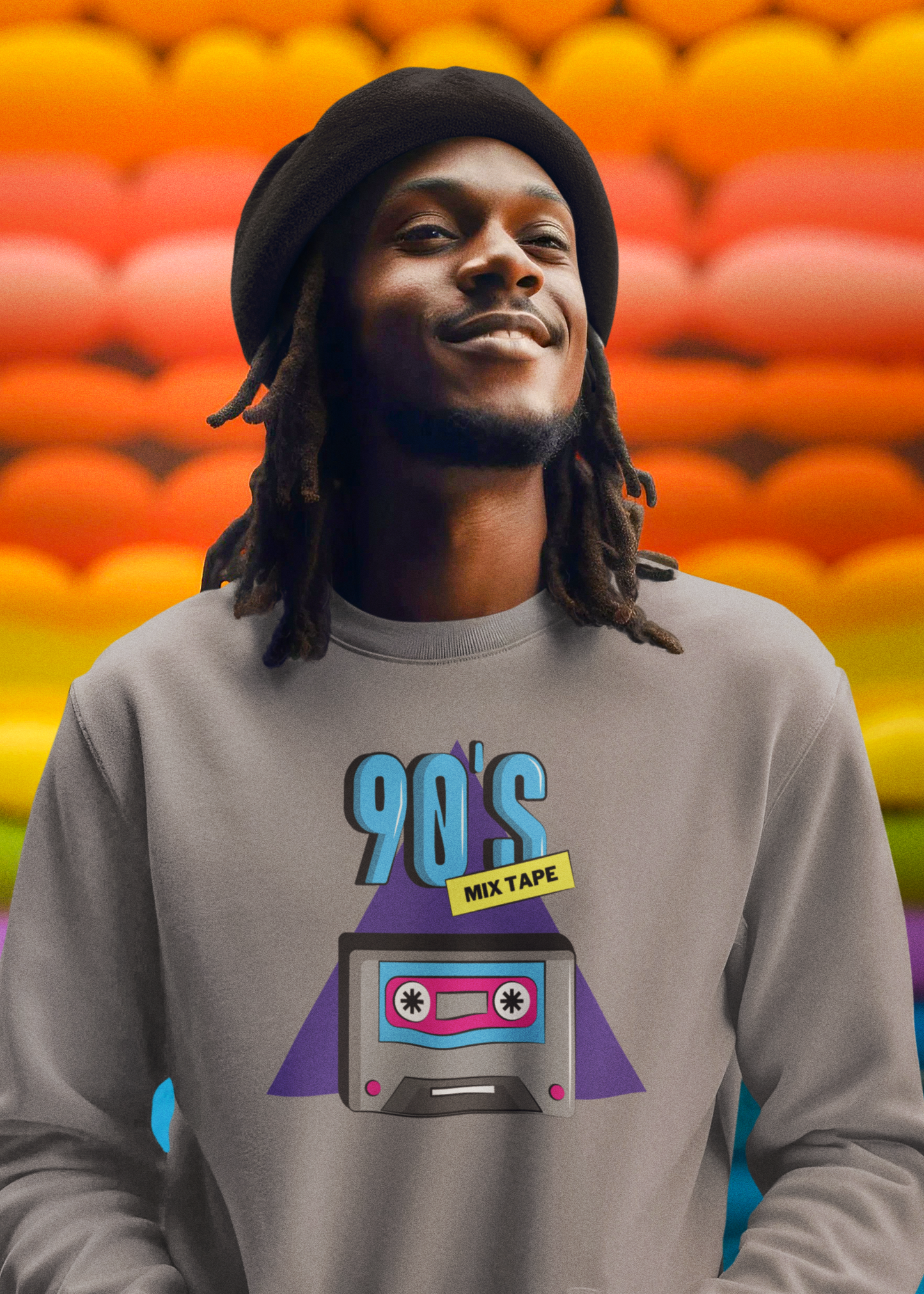 BILKOOL 90'S MIX TAPE COTTON SWEATSHIRT