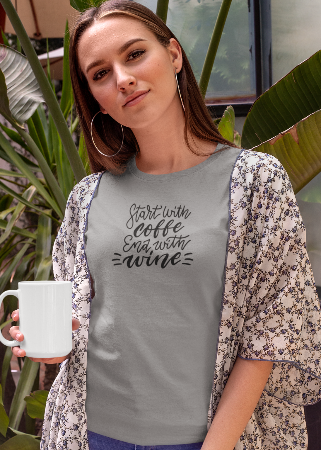 Bilkool Coffee Then Wine Cotton Half Sleeve T-Shirt for Women