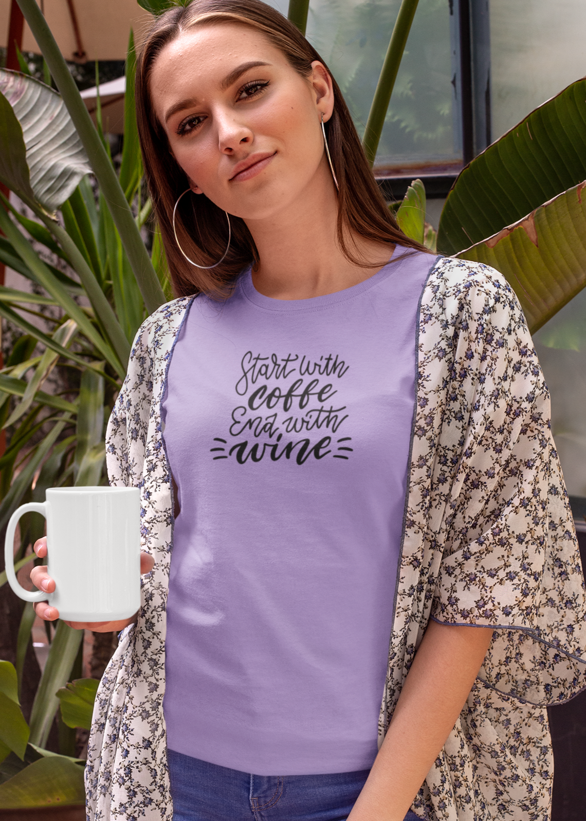 Bilkool Coffee Then Wine Cotton Half Sleeve T-Shirt for Women
