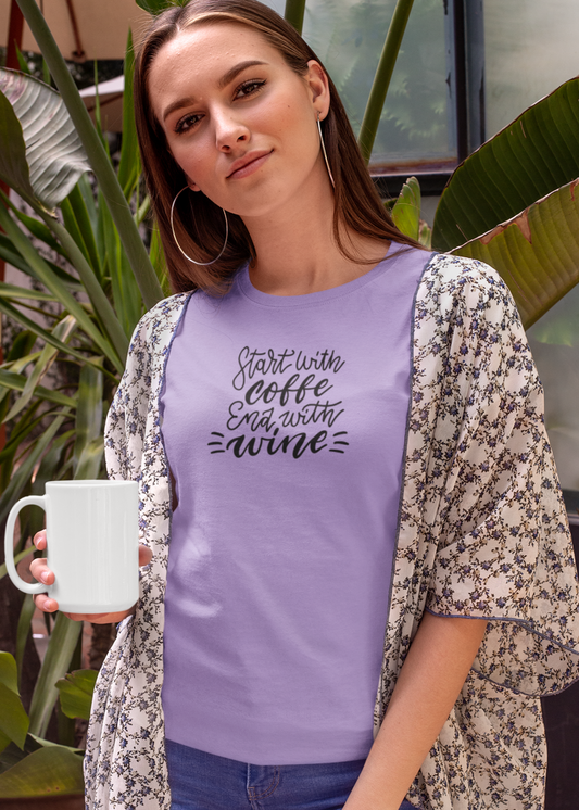 Bilkool Coffee Then Wine Cotton Half Sleeve T-Shirt for Women
