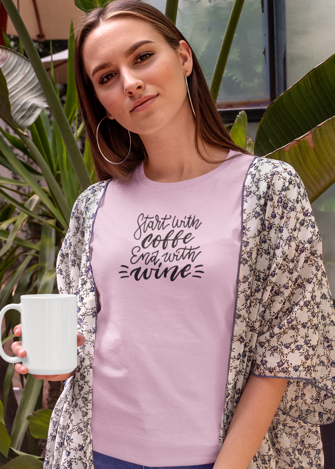 Bilkool Coffee Then Wine Cotton Half Sleeve T-Shirt for Women